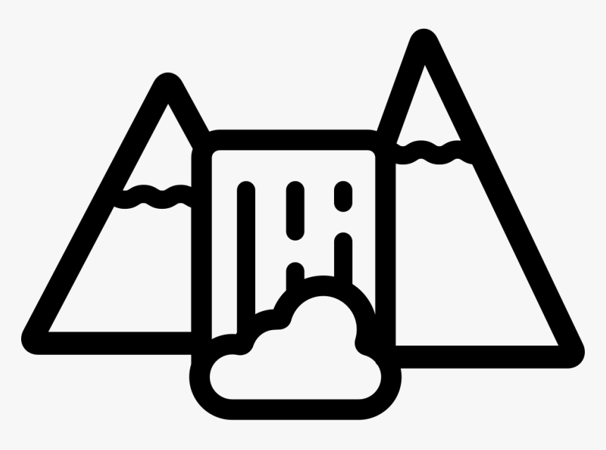 Waterfall Between Mountains - Mountain Waterfall Black And White Clipart, HD Png Download