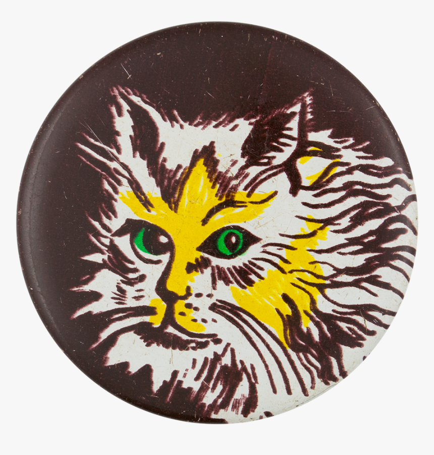 Yellow Cat With Green Eyes Art Button Museum - Illustration, HD Png Download