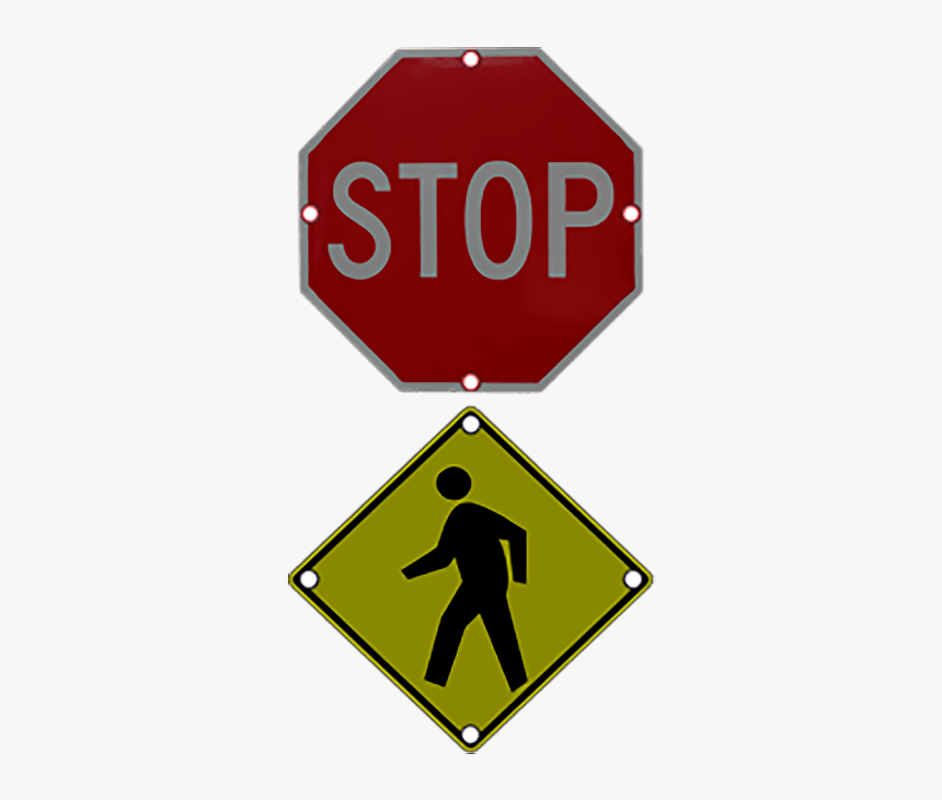 Ts40 Flashing Stop And Pedestrian Warning Combo Sign - The Ave Venice, HD Png Download