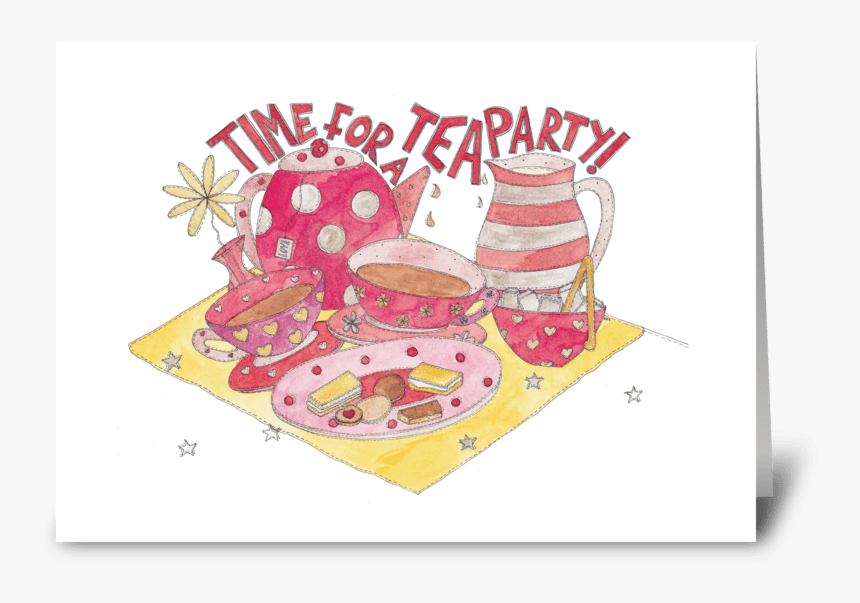 Time For A Tea Party Greeting Card - Illustration, HD Png Download