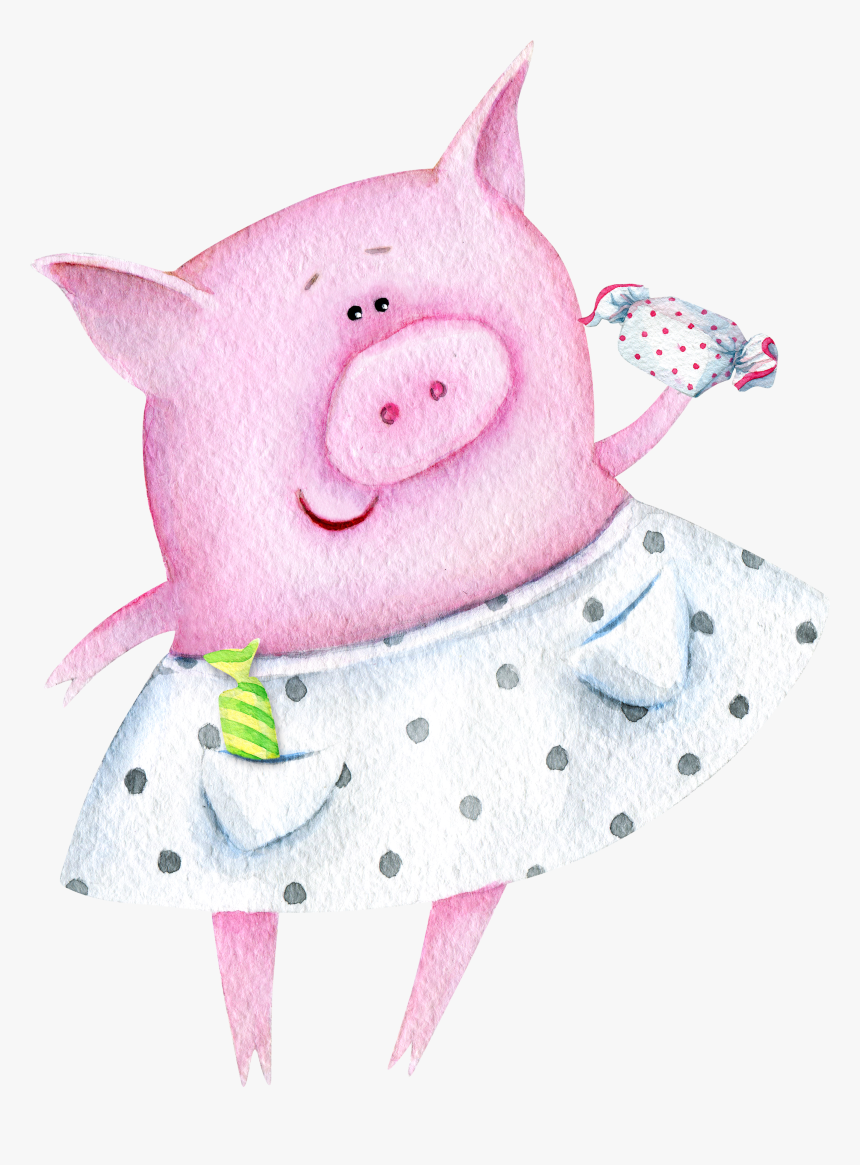 Domestic Pig Piglet Watercolor Painting Illustration - Днем Рождения Юля Свинья, HD Png Download