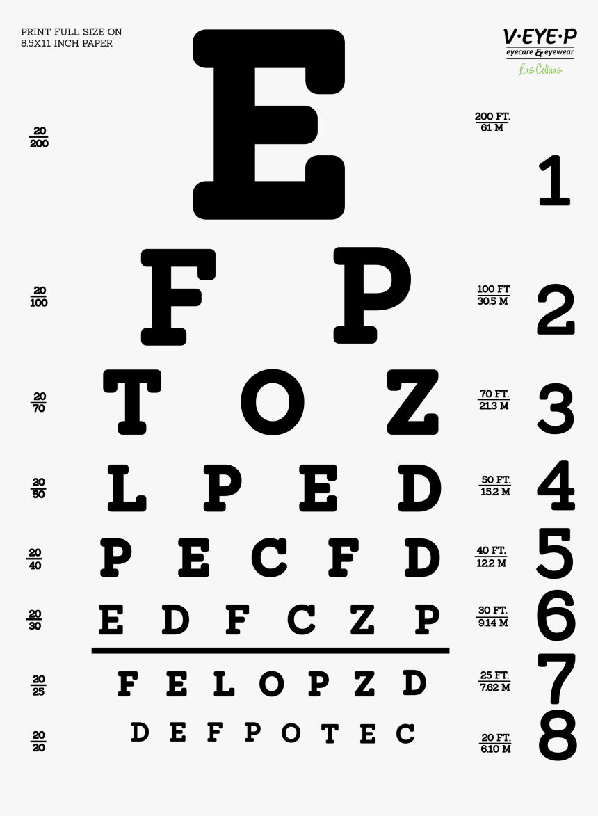 V Eye P Eye Exam - Eye Exam Line 5, HD Png Download