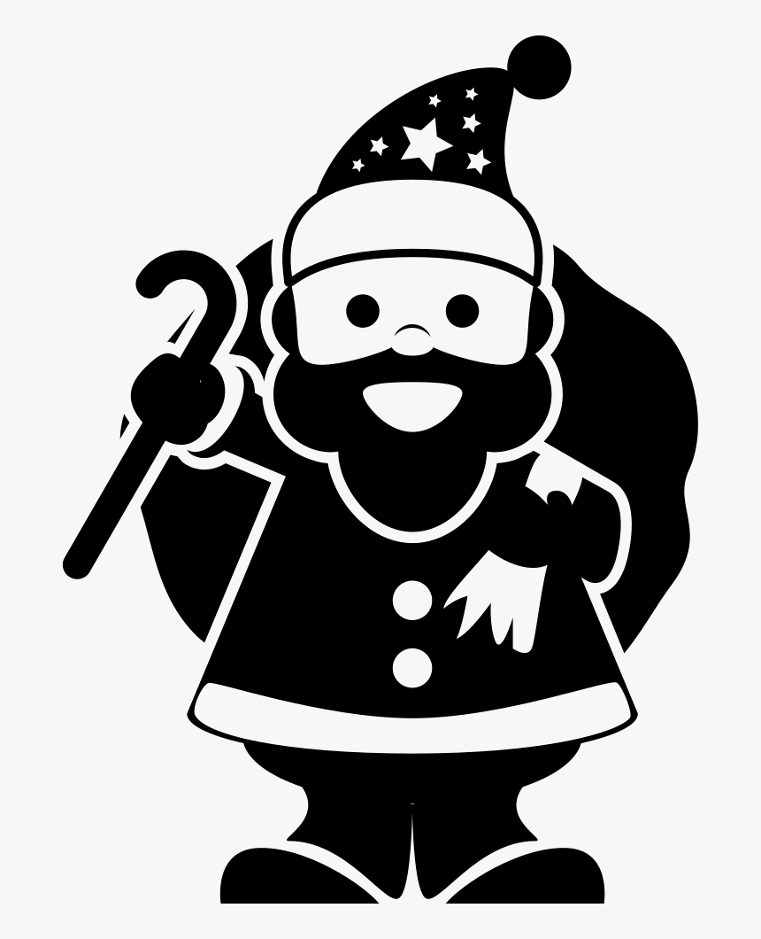 Christmas Santa Claus Character Holding Gifts Bag At - Santa Claus Png Icon, Transparent Png
