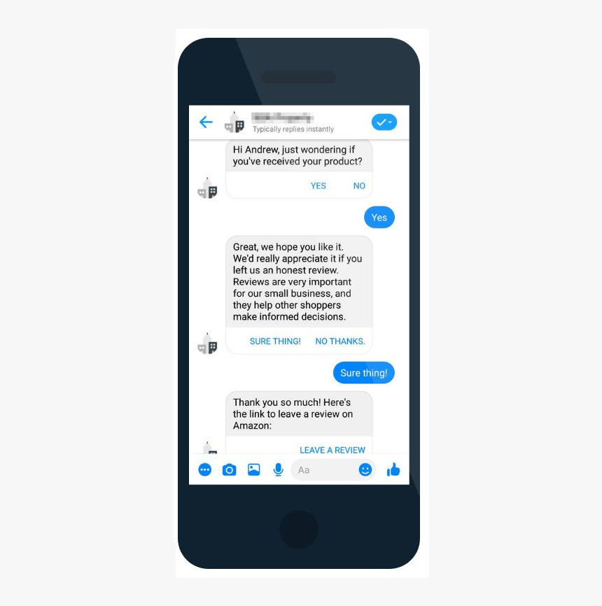 Request Amazon Reviews Via Facebook Messenger Chatbots - Iphone, HD Png Download