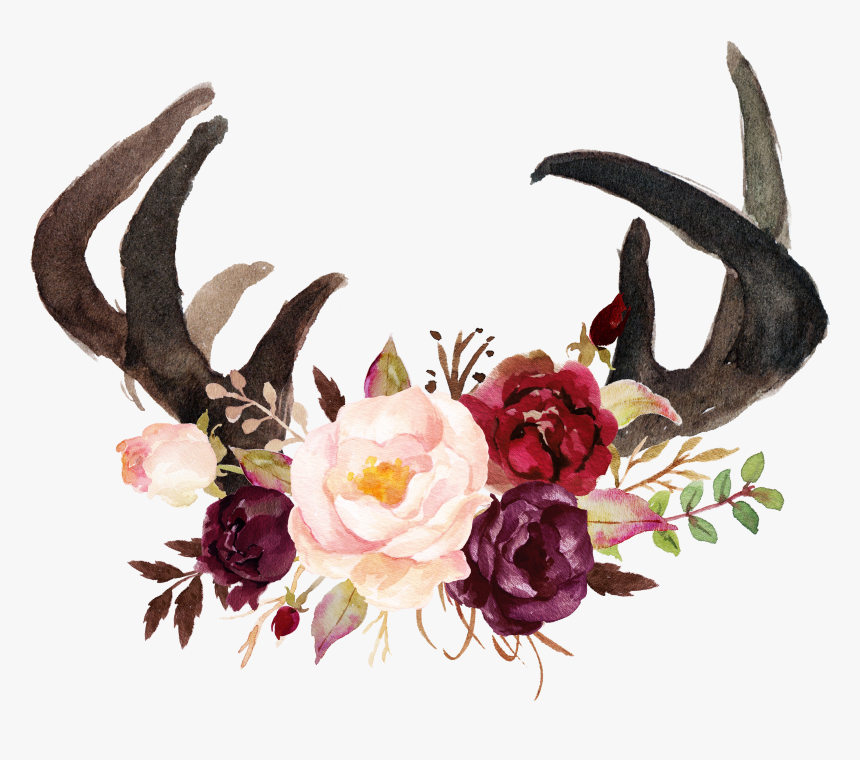 Antlers Headband Png - Watercolor Rustic Wedding Invitation, Transparent Png