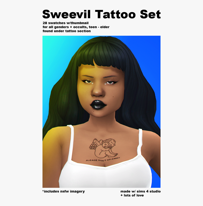 “ Hi, Here’s Some Face & Chest Tattoos For Your Sims - Toya And Memphitz Tattoo, HD Png Download