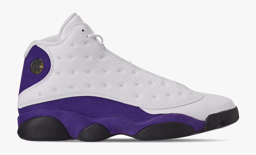 Air Jordan 13 Lakers 414571 105 2019 Hall Of Sneakz - Lakers Jordan Retro 13 White Black Court Purple University, HD Png Download