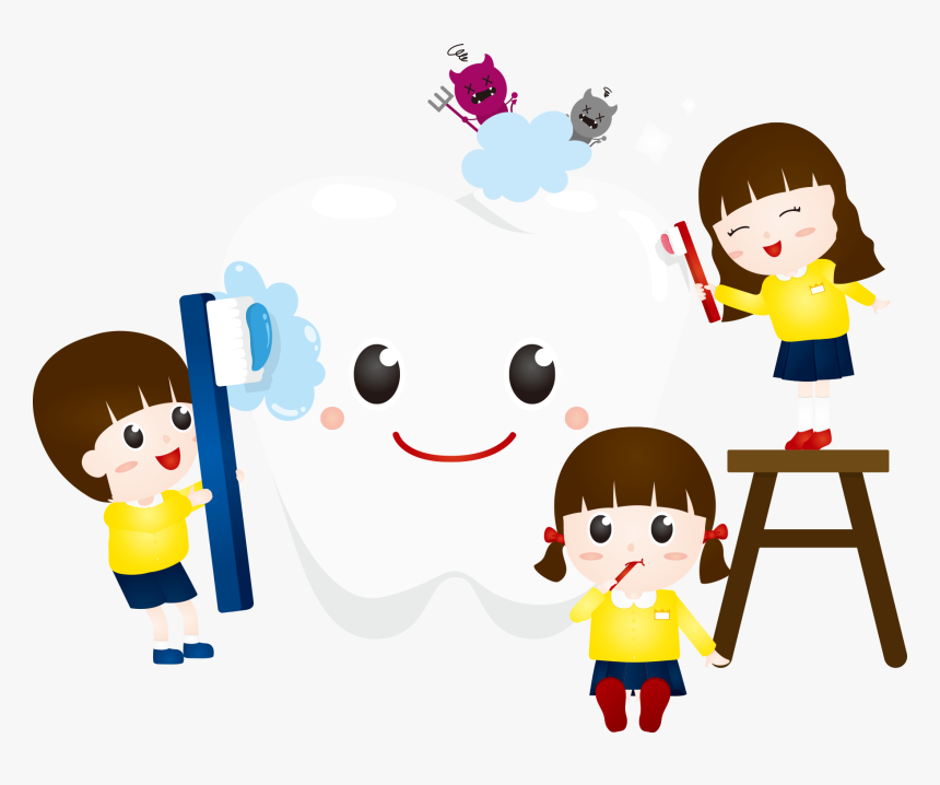 Clean Vector Tooth Cartoon - 어린이 치아 일러스트, HD Png Download
