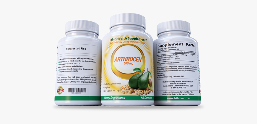 Arthrocen-bottle - Avocado Soybean Unsaponifiables Supplements, HD Png Download