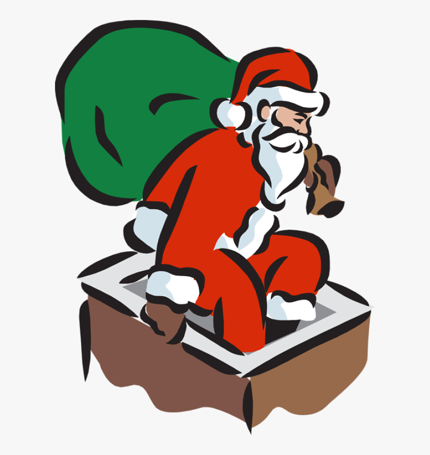 Great Santa Clip Art - Santa Coming Down The Chimney, HD Png Download