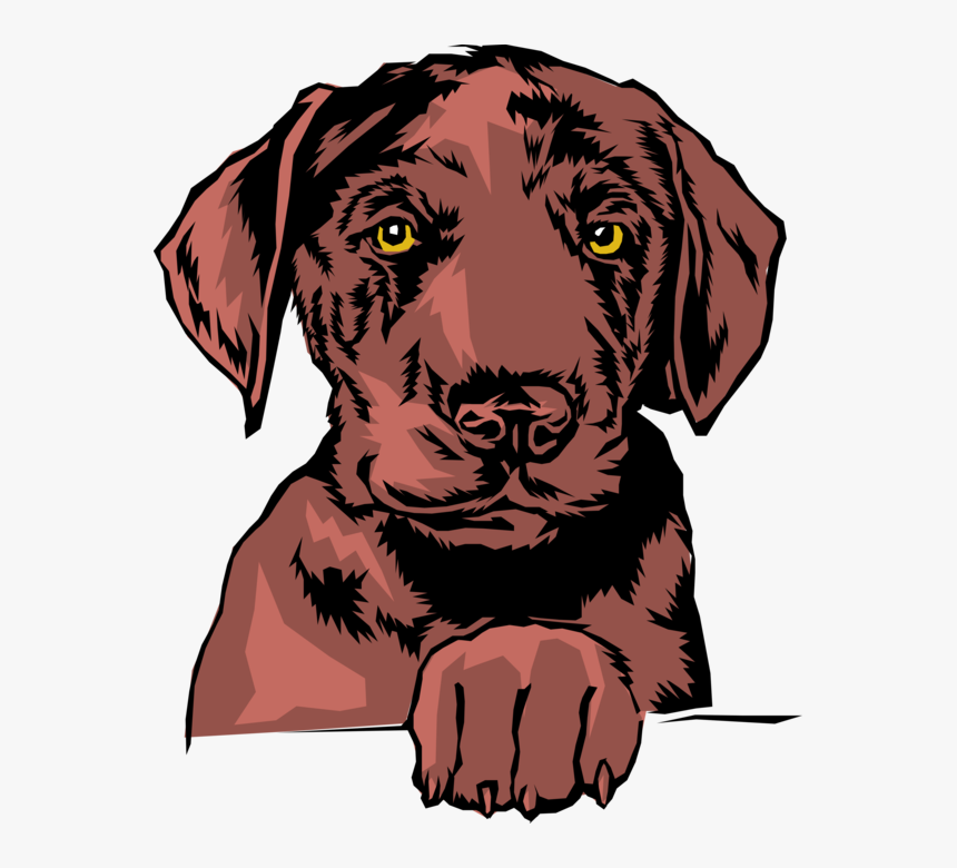 Vector Illustration Of Family Pet Brown Dog With Paw - Hunting Dog, HD Png Download