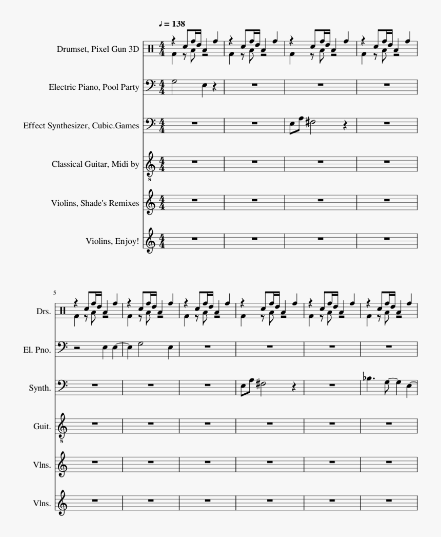 Pixel Gun 3d - Sheet Music, HD Png Download