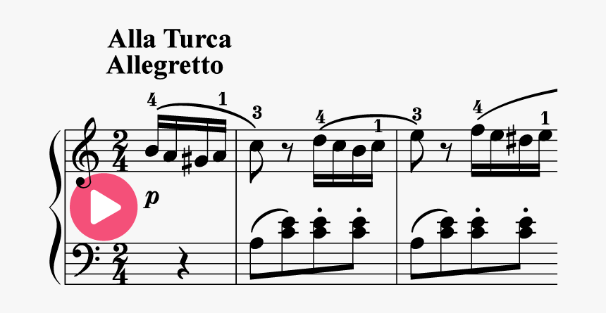 Mozart Piano Sheet Music With Letters, HD Png Download