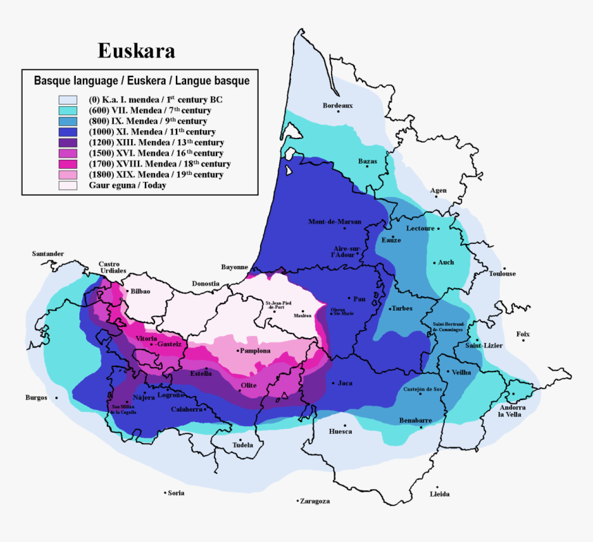 Basque Language Historical Map, HD Png Download , Transparent Png Image ...