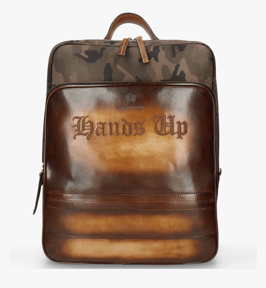 Backpacks Delhi Wood Chocolate Embroidery Hands Up - Leather, HD Png Download