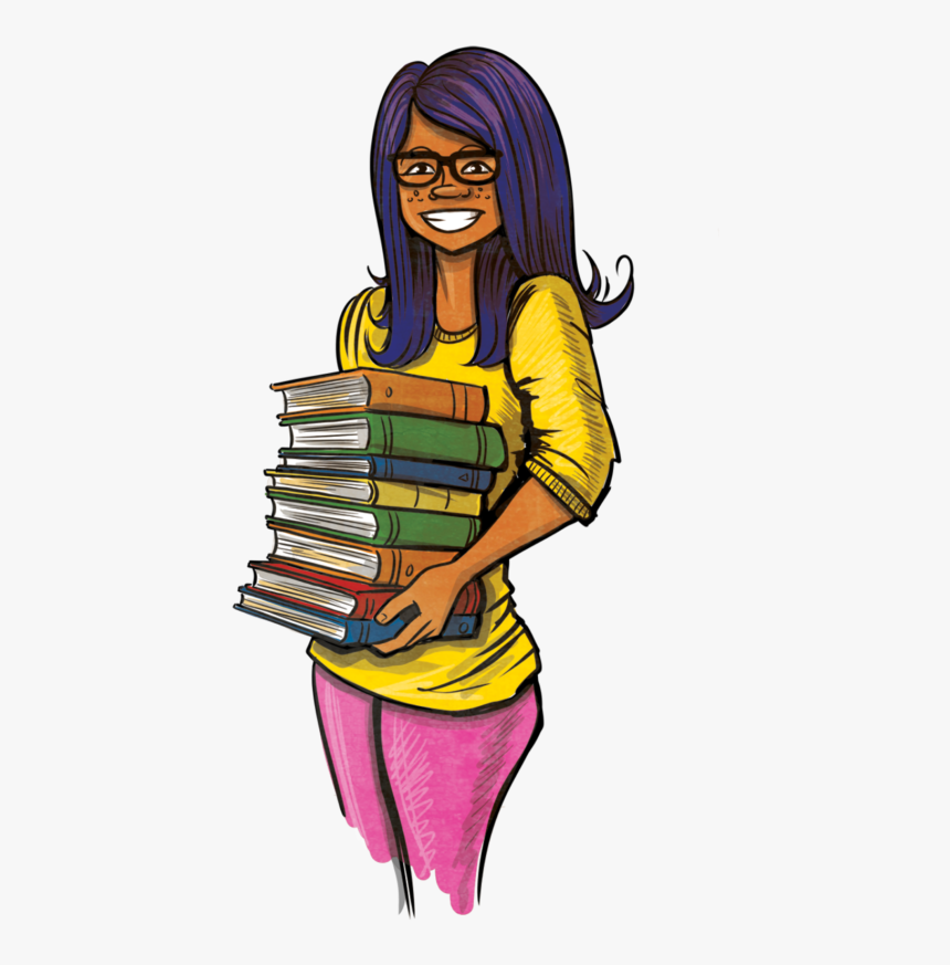 Transparent Cartoon Books Png - Librarian Drawing In Color, Png Download