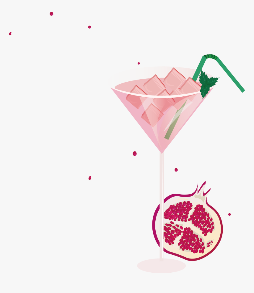 Cocktail Glass Smoothie Drink Red Pomegranate Transprent - Vector Graphics, HD Png Download