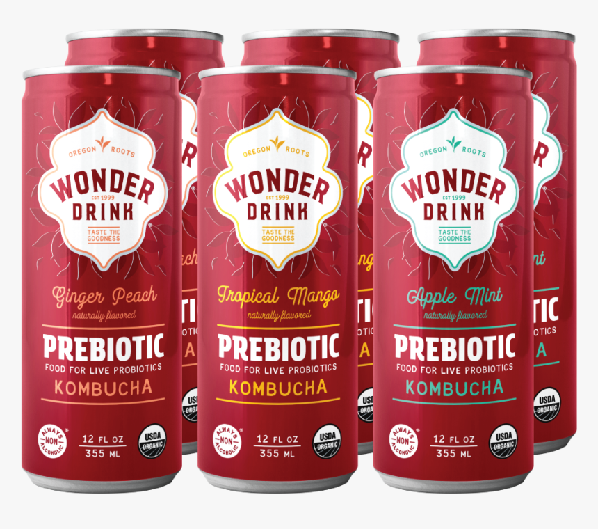 Prebiotic 6-pack - Wonder Drink Kombucha, HD Png Download