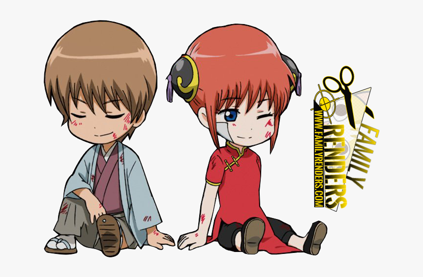 Render Okita Sougo Y Kagura - Cartoon, HD Png Download