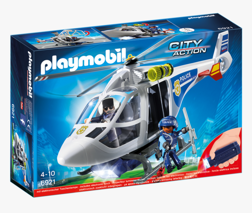 Playmobil Police Helicopter With Led Searchlight - Playmobil Helicopter, HD Png Download