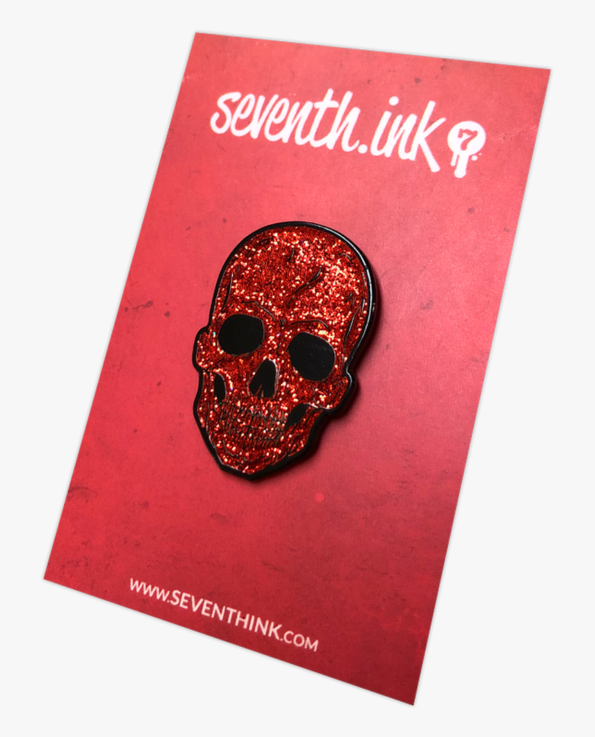 Red Glitter Skull Enamel Pin - Lapel Pin, HD Png Download