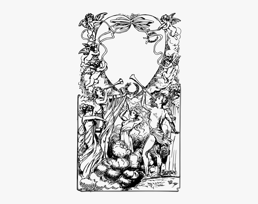 Many Cupids Heart Shaped Frame Vector Clip Art - T-shirt, HD Png Download