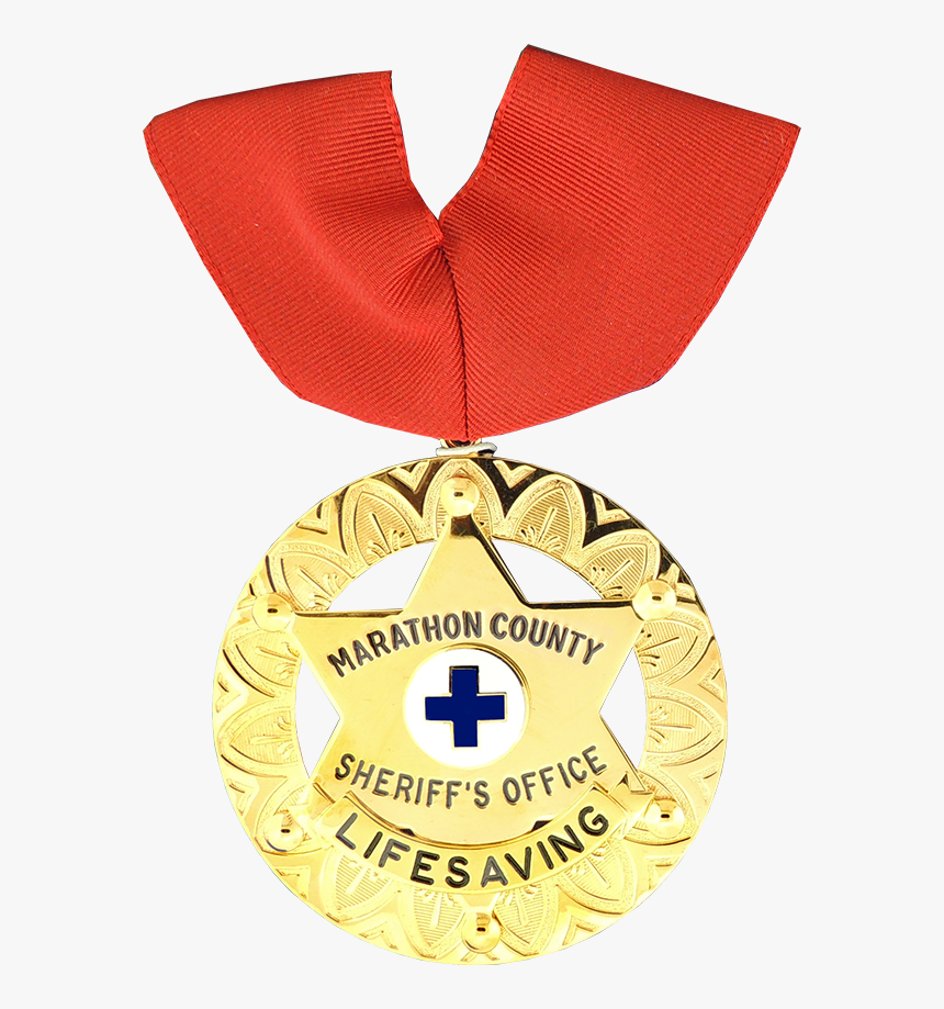 6 Point Star Medal In A Ring - Gold Medal, HD Png Download