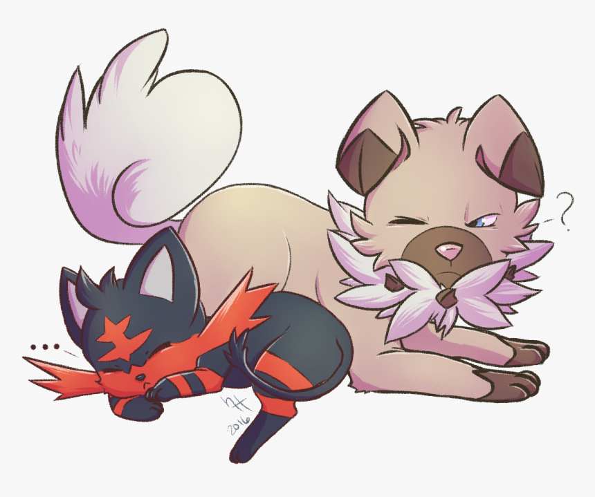 Litten & Rockruff - Cartoon, HD Png Download