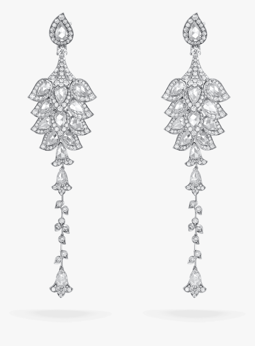 White Diamond Phoenix Earrings Rose Cut - Earrings, HD Png Download