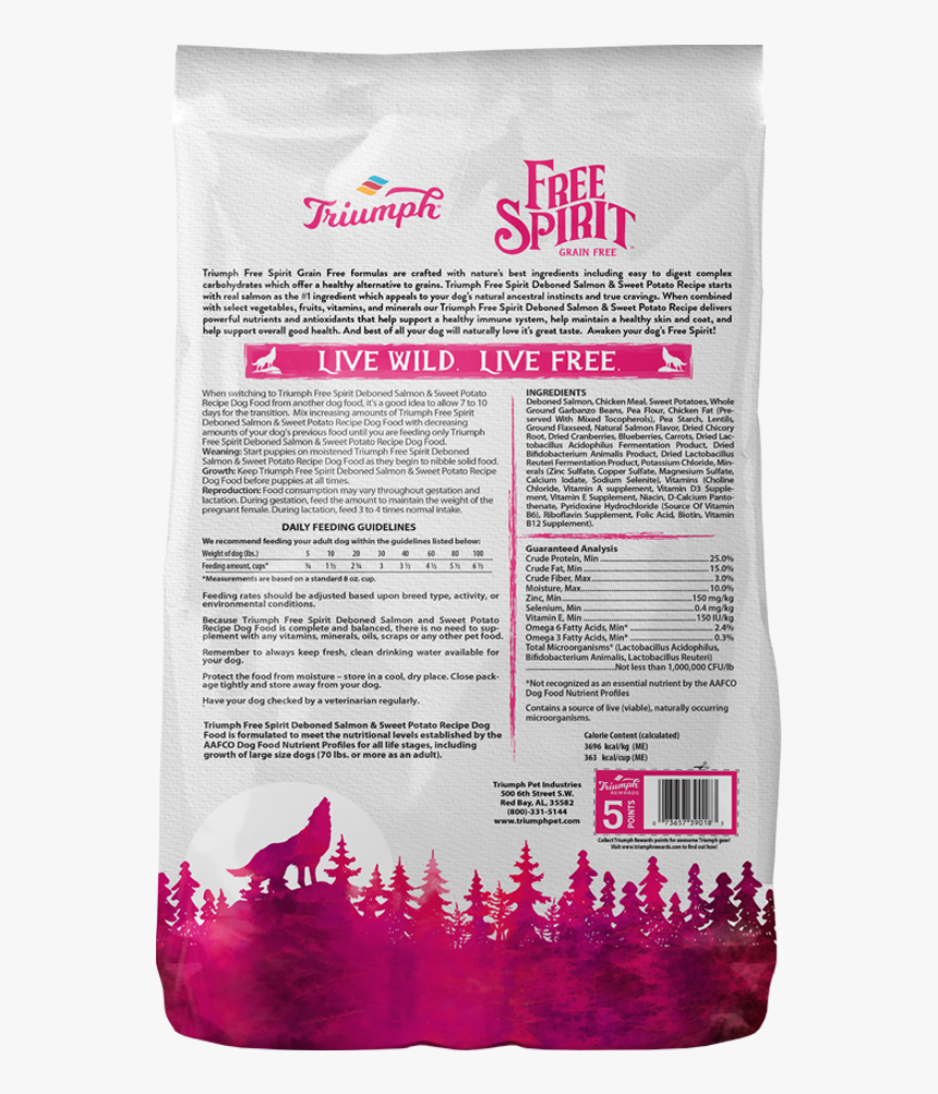 Triumph Dog Free Spirit Salmonsweetpotatorecipe 14lbback - Triumph Free Spirit Dog Food, HD Png Download