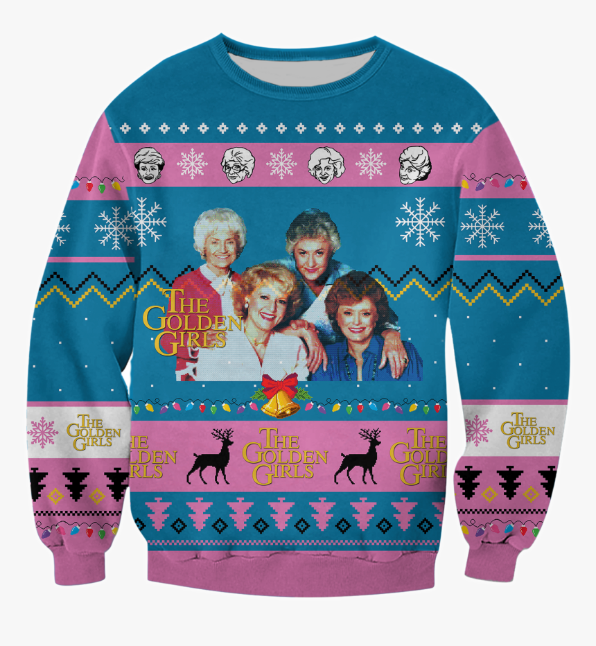 The Golden Girls American Sitcom Ugly Christmas All - Golden Girls Ugly Christmas Hooded Sweatshirt, HD Png Download