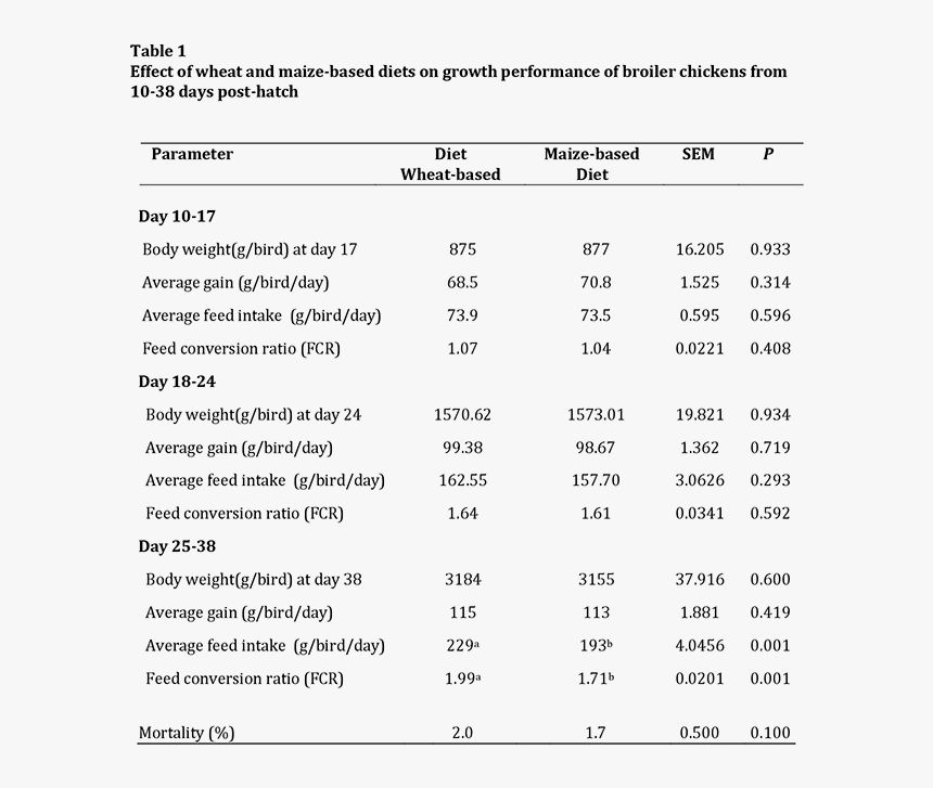 Corn Vs Wheat Broiler Weight Gain, HD Png Download