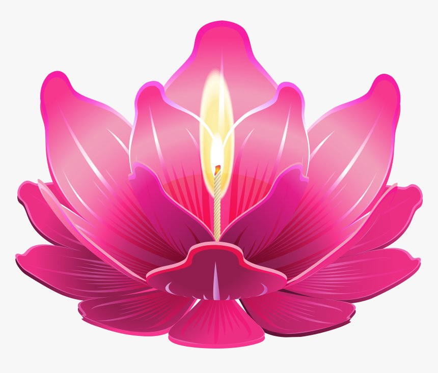 With Candle Clip Art - Lotus Flower Diwali, HD Png Download