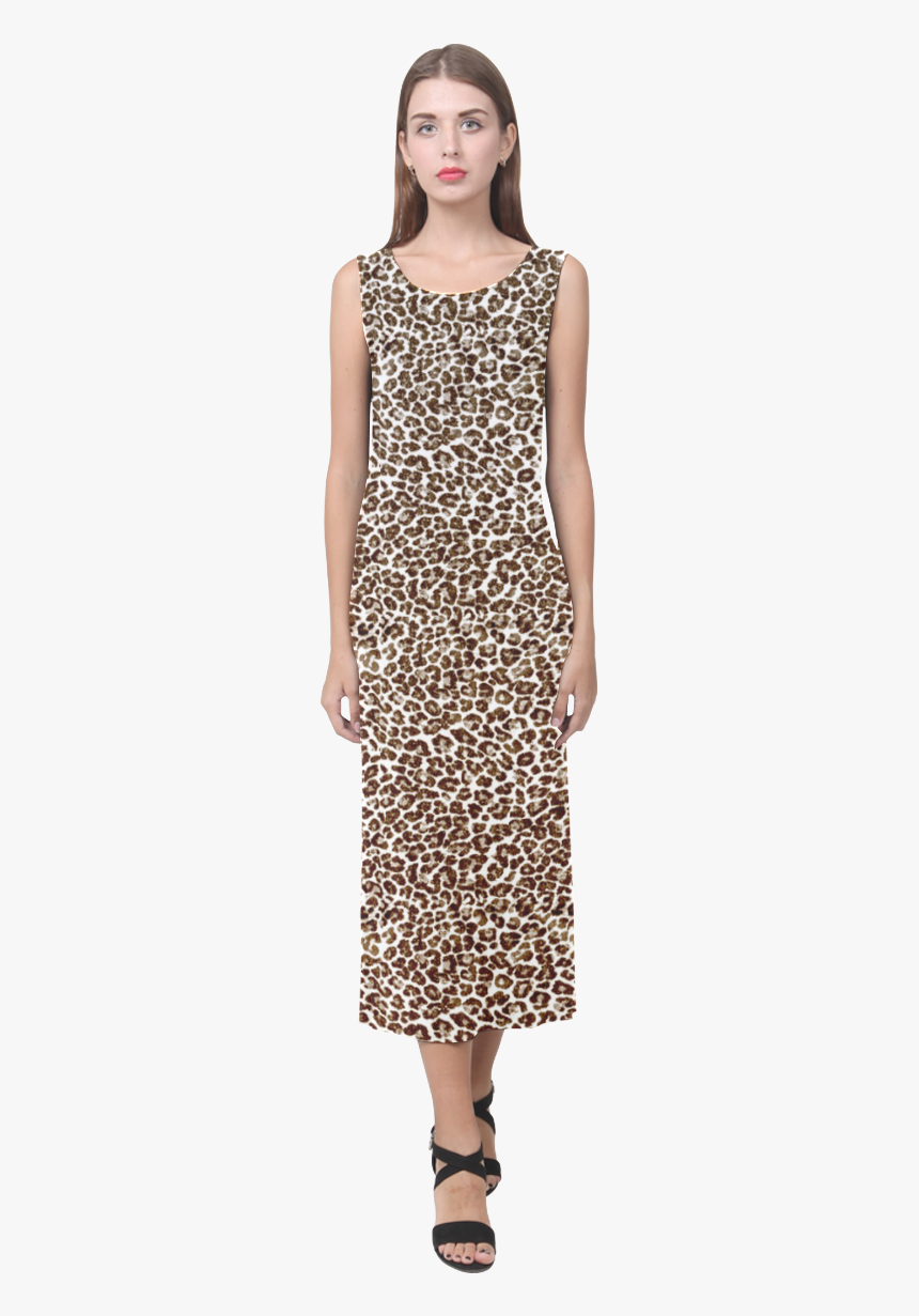 Snow Leopard Phaedra Sleeveless Open Fork Long Dress - Dress, HD Png Download