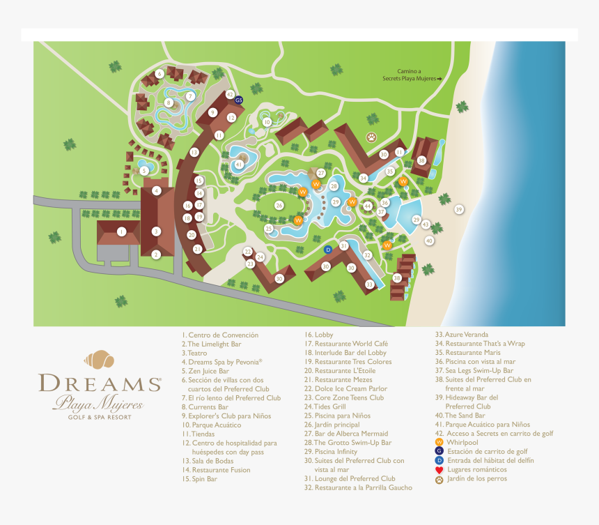 Dreams Playa Mujeres Map, HD Png Download