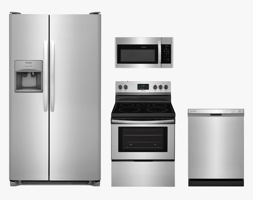 4 Piece Stainless Steel Kitchen Appliance Package, HD Png Download