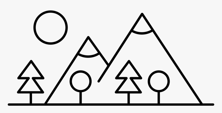 Mountain Side With Trees Made Up Different Shapes - Made Up Of Shapes, HD Png Download