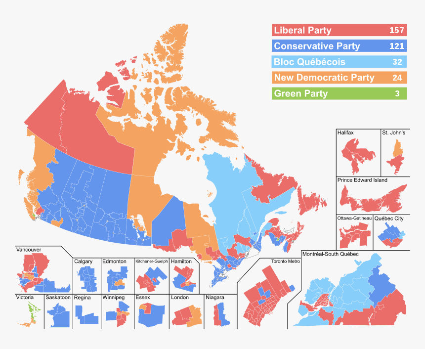 Canada Election Map Results 2019, HD Png Download