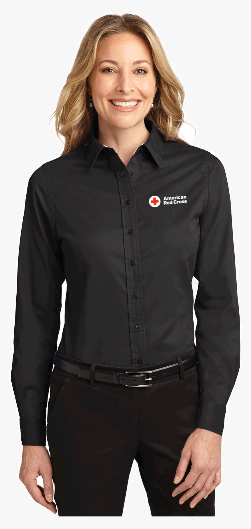 Blue Button Down Dress Shirt Womens, HD Png Download