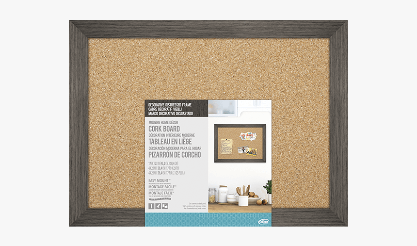 Cork Board Pin Png - Cork Board Decorative Distressed Wood Frame, Transparent Png