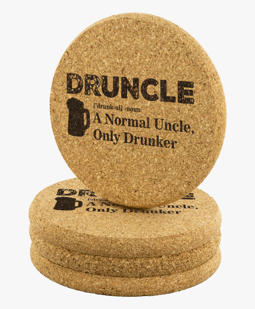 Druncle Round Cork Coasters - Calligraphy, HD Png Download