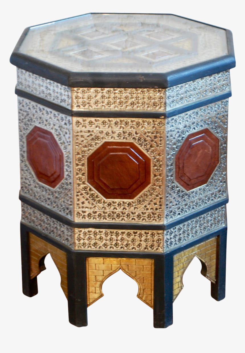 Moroccan Metal & Leather Side Table, HD Png Download