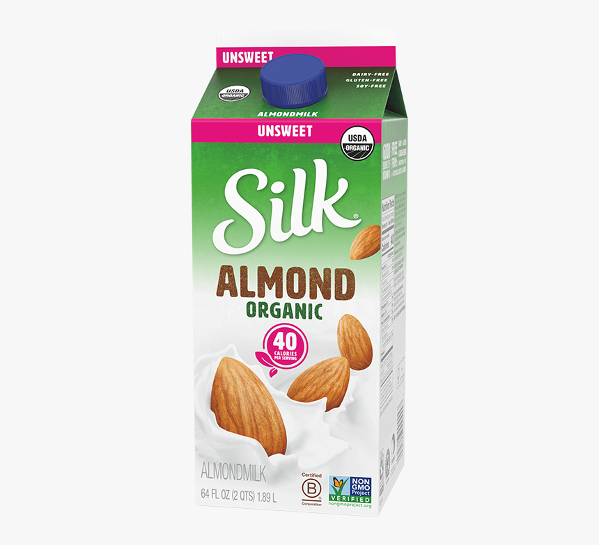 Silk Organic Unsweet Almondmilk - Unsweetened Vanilla Almond Milk, HD Png Download