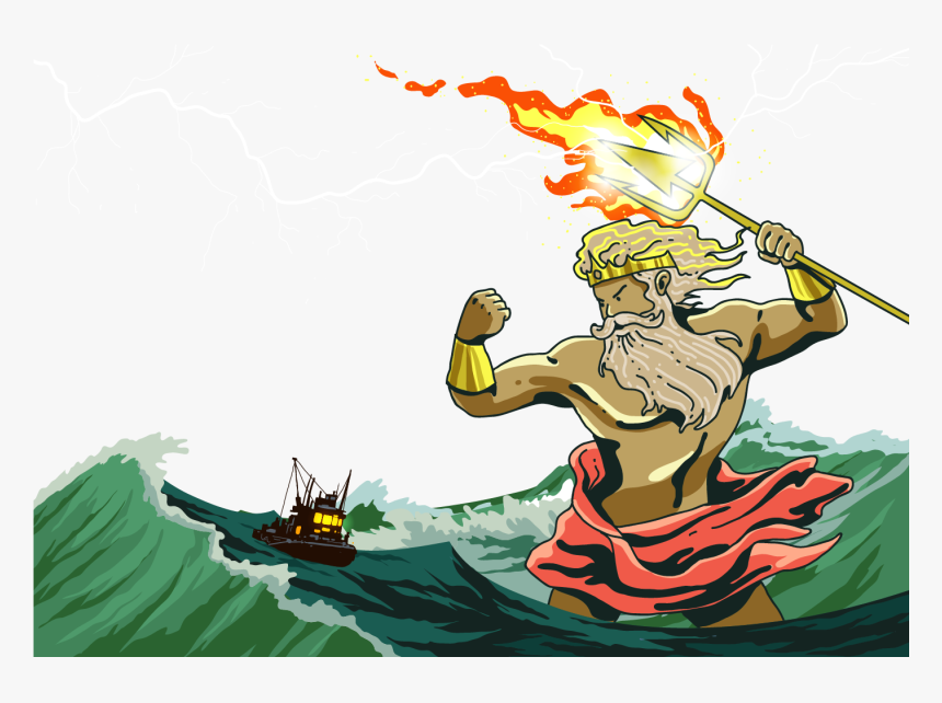 Poseidon Zeus - Poseidon Attacking Ship, HD Png Download
