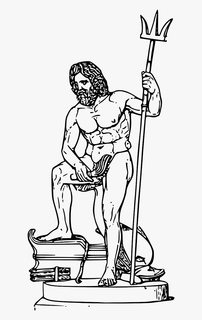 Greek God Poseidon Outline, HD Png Download