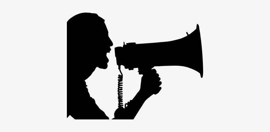 Woman With Megaphone Silhouette, HD Png Download