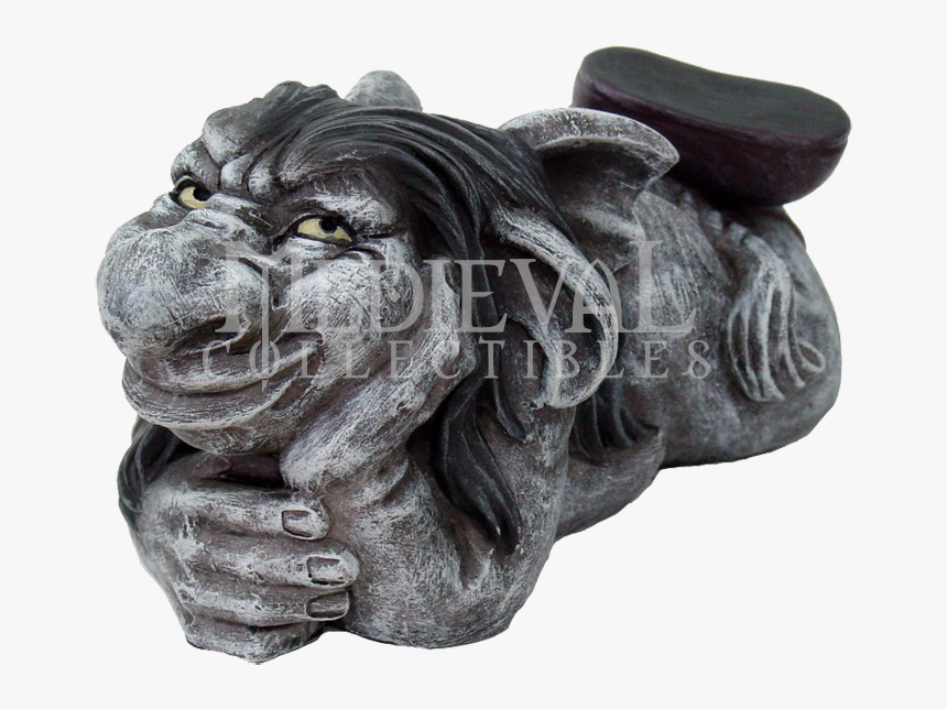 Resting Funny Gargoyle Statue - Statue, HD Png Download