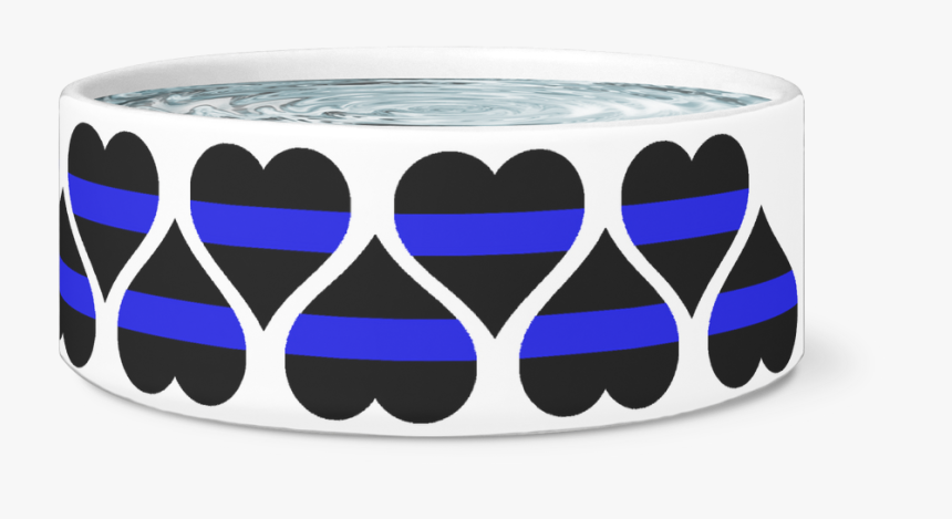 Thin Blue Line Hearts Dog Bowl - Circle, HD Png Download