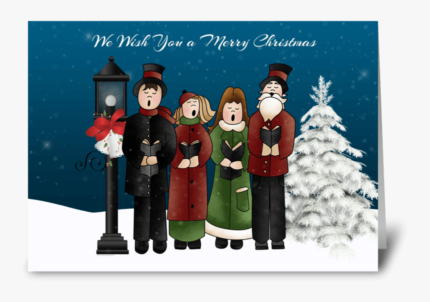 Carolers Winter Scene Greeting Card - Decorative Nutcracker, HD Png Download