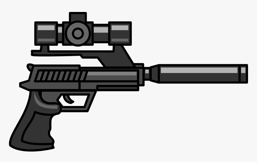 Pistol With Silencer And Scope, HD Png Download